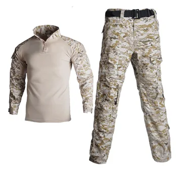 Тактический костюм-рубашка, камуфляжная тренировочная форма, Брюки с длинным рукавом, Тактическая тренировочная форма без защитного снаряжения Desert Digit