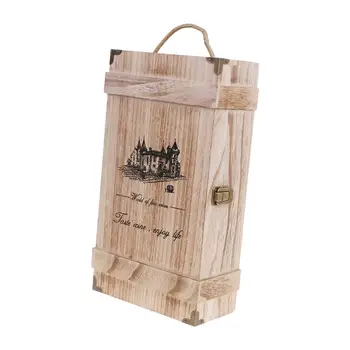Деревянная коробка для красного вина с крышкой - подарочные коробки на 2 бутылки для вечеринки и новоселья