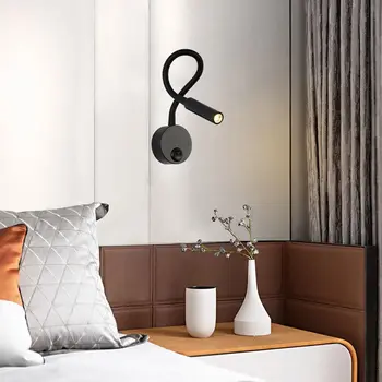 Современная минималистичная прикроватная лампа для чтения Светодиодные гибкие настенные ночные бра для спальни кабинета, гостиной, лампы у изголовья кровати