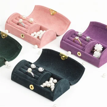 Женская шкатулка для ювелирных изделий, Роскошное бархатное ожерелье, серьги, бусы, футляр для хранения, женская однотонная мини-свадебная упаковочная коробка