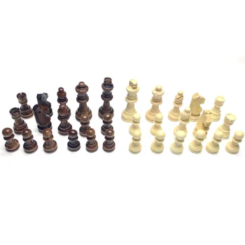 32шт Деревянные шахматные фигуры Деревянные шахматные фигуры Шахматная игра Пешки Фигурки Замена фигурок (коричневый Белый)