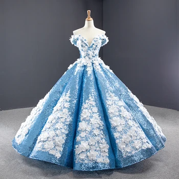 Небесно-голубые платья Charro Quinceanera, Бальное платье с открытыми плечами, аппликации, пышные Мексиканские сладости, 16 платьев, 15 Anos
