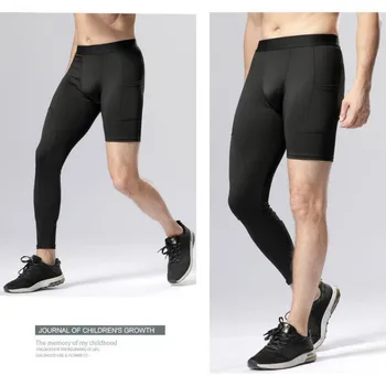 Мужские компрессионные обтягивающие леггинсы для бега, спортивные быстросохнущие колготки, тренировочные брюки для бега трусцой, спортивные штаны с высокой эластичностью 