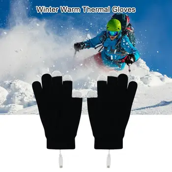 Варежки с сенсорным экраном, лыжные перчатки с сенсорным экраном на весь палец, Зимняя USB-зарядка, Перчатки с подогревом, USB с подогревом, 5 В, Зимняя Теплая езда на велосипеде