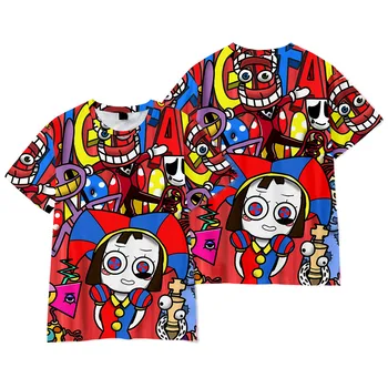Удивительные детские футболки Digital Circus с коротким рукавом и принтом аниме Pomni, Териленовые бутик-футболки с круглым вырезом, летняя одежда Y2K