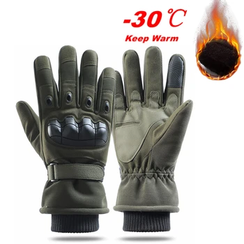 Зимние теплые тактические перчатки на весь палец Военные Боевые Термозащитные перчатки с сенсорным экраном Катание на лыжах Охота Защитные перчатки Мужские