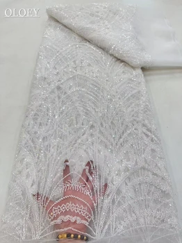 Высококачественная роскошная вышивка, тяжелая кружевная ткань для подиума жениха, африканская нигерийская ткань с блестками для свадебного платья