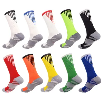 Профессиональные футбольные тренировочные носки для мужчин и женщин, нескользящие носки до середины икры, дышащие спортивные носки с полотенцем снизу