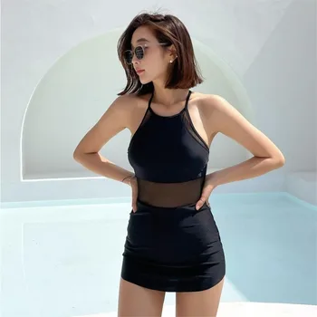 2023 Новые Южнокорейские горячие источники, сексуальная сетчатая мода без спинки, приталенный крой, женские купальники в стиле отпускного платья для женщин