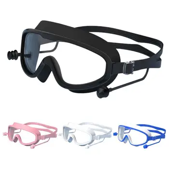 Очки для плавания для мужчин, очки для плавания с широким обзором, силиконовые очки с затычками для ушей, не протекающие Очки для плавания с маской и трубкой
