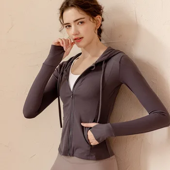 FX-Быстросохнущая Спортивная куртка для Женщин, Костюм для фитнеса, Длинный рукав, Повседневная куртка Для бега, Облегающий Топ для йоги, Топы Для тренировок, NN034