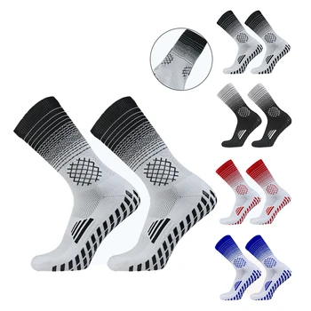 Новые квадратные силиконовые противоскользящие футбольные носки с сетчатым рисунком, противоскользящие футбольные велосипедные спортивные носки, мужские термоноски EU38-44