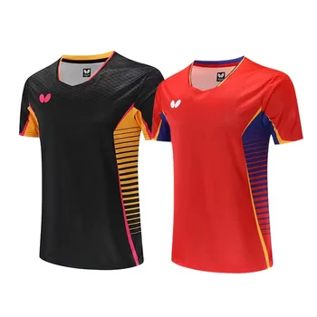 Новые мужские и женские футболки для настольного тенниса, спортивная быстросохнущая одежда, дышащая, устойчивая к ультрафиолетовому излучению
