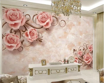 Beibehang Пользовательские обои фреска Европейский романтический узор розы с тиснением гостиная ТВ фон стены 3D обои behang
