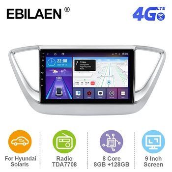 EBILAEN Android 12 Автомобильный Радио Мультимедийный Плеер Для Hyundai Solaris Verna 2017-2020 GPS Навигационная Камера Carplay Авторадио 4G FM