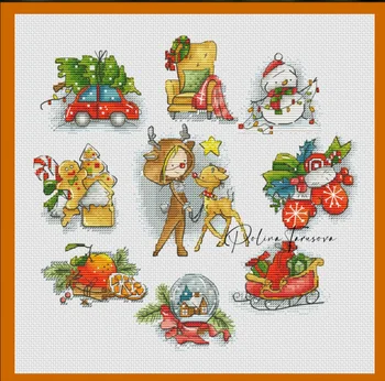 Рождество для маленьких девочек-оленей Высококачественная вышивка крестиком на холсте ручной работы, наборы для вышивания крестиком своими руками, вышивка