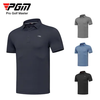 Мужские футболки для гольфа PGM с коротким рукавом, Летняя одежда, Дышащая, быстросохнущая, YF581 Оптом