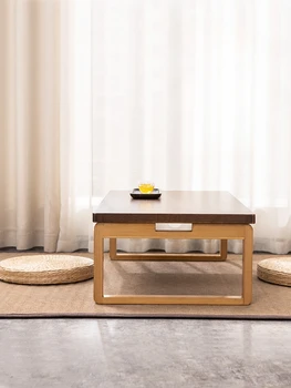Складной эркерный столик, маленький журнальный столик, японский столик с татами, эркерный столик из массива дерева, маленький чайный столик, бамбук