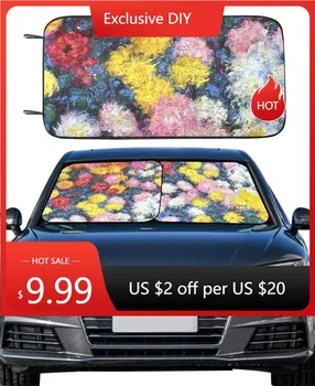 Автомобильный Солнцезащитный Козырек Monet's Carnations, Цветочное Покрытие Лобового Стекла