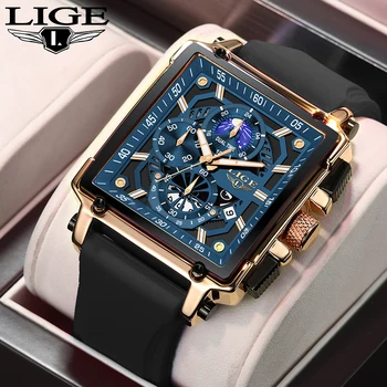 Мужские часы LIGE Роскошные Модные силиконовые военные кварцевые часы для мужчин, полые Водонепроницаемые светящиеся Повседневные спортивные Мужские часы с автоматической датой