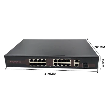 Коммутатор POE Ethernet 48 В с 16 (100 М) + 2 (1000 М) + 1SFP портом IEEE 802.3 af/at Подходит для IP-камеры/беспроводной системы APcamera 48 В