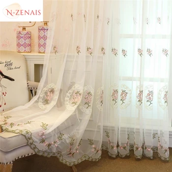 Европейские шторы для гостиной, столовой, спальни, простые розовые Фантазийные Синие с водорастворимой вышивкой, Затемняющая вуаль для окон