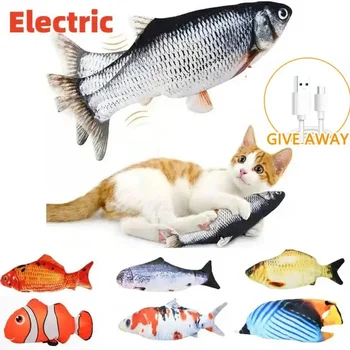 Игрушка для домашних кошек, имитирующая электрическую рыбку, встроенная аккумуляторная батарея, интерактивная молярная игрушка для кошек, электрическая рыбка