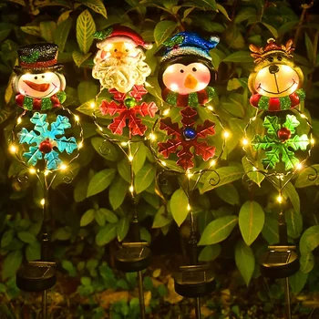 Солнечный Санта-Клаус, Снеговик, Лось с подсветкой, Наружные Солнечные садовые фонари, Рождественские Солнечные фонари, Водонепроницаемый фонарь для внутреннего дворика во дворе