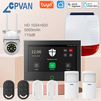 CPVAN Tuya Умная домашняя сигнализация на 115 дБ громче Беспроводной WiFi 4G Комплект охранной сигнализации для защиты дома от взлома Батарея 5000 мАч