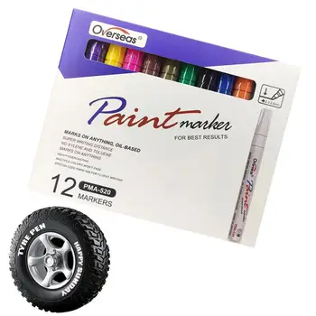 Ручка для рисования автомобильных шин 6шт/12шт Чернила для шин Маркеры для краски Водонепроницаемые чернила на масляной основе для автомобильных шин для мотоциклов