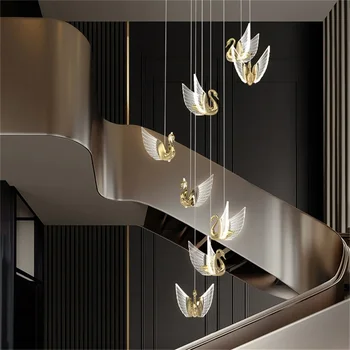 Подвесной светильник TEMAR Nordic Creative Swan, Подвесная люстра для лестницы, современные светильники для домашней столовой