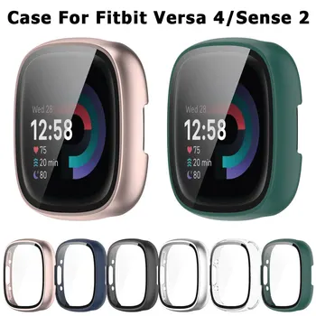 Защитный чехол для часов для смарт-часов Fitbit Versa 4 / Sense 2, рамка-бампер для экрана, чехол для часов, чехол для ПК с закаленной пленкой