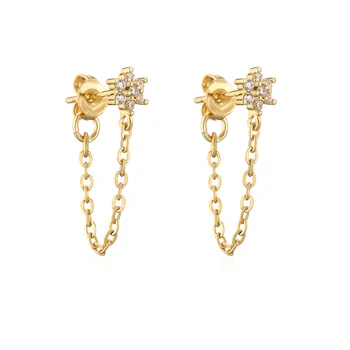 Новые женские серьги-цепочки из циркона цвета 18-каратного золота в виде снежинок, Популярные Персонализированные модные украшения, Фестивальные подарки