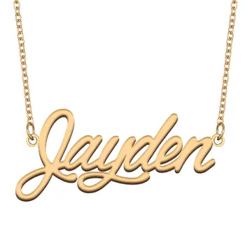 Ожерелье с именем Джейден для женщин, ювелирные изделия из нержавеющей стали, Подвеска с табличкой золотого цвета, Ошейники с буквами Para Mujer, колье