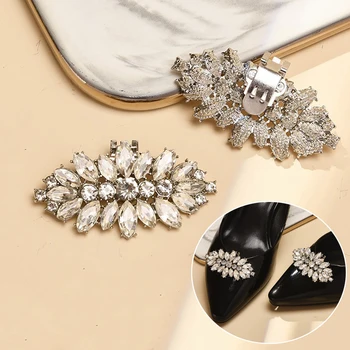 Женские заколки на высоком каблуке с блестящими украшениями, жемчужные заколки для обуви со стразами, свадебные банты невесты, жемчужные туфли, пряжка для обуви с украшением в виде кристаллов