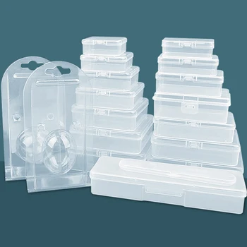 прозрачная коробка 1шт Прямоугольная Откидная коробка для хранения Квадратный Упаковочный футляр Круглая Блистерная коробка Аксессуары для организации упаковки продукта