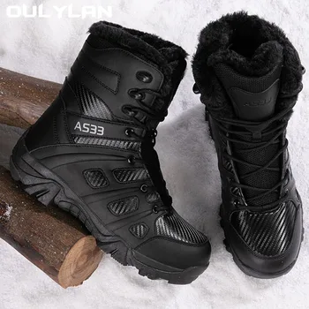 Новые зимние военные ботинки, Уличные Теплые кожаные Походные ботинки, мужская армейская Спецназовская обувь для пустыни, Тактические боевые Ботильоны