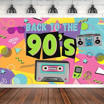 Фон для фотосъемки В стиле хип-хоп 90-х, декор для вечеринки, радио, Зеленая игровая консоль, фон с граффити, стол для торта, баннер
