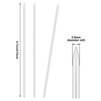 24 Шт. Грифели для плотницких карандашей, 2,8 мм, белые, твердые, механические, для плотницких карандашей, замена грифелей