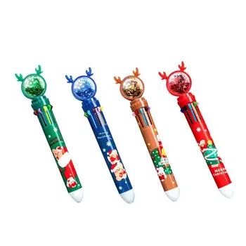 Шариковые ручки с рождественским оленем 10 в 1, Рождественские ручки-шаттлы 0,5 мм, пишущий инструмент, прямая поставка