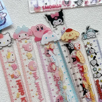 Прямые линейки 15 см Аниме Sanrio Hello Kitty Melody Пластиковая Линейка Линейки для рисования Для детей Студентов Офиса Школьных канцелярских принадлежностей