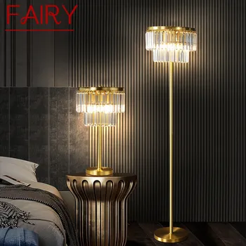Сказочный латунный торшер в скандинавском стиле, современная роскошная хрустальная спальня, гостиная рядом с диваном, светодиодный светильник