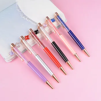 Kawaii Girl Glitter Crystal Pen Студенческая Гелевая ручка Школьные принадлежности Офисная Металлическая ручка для подписи Качественный инструмент для письма Шариковая ручка
