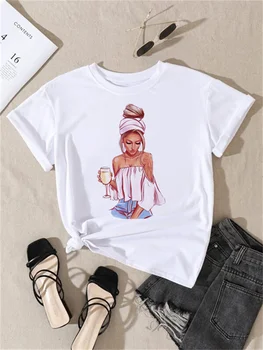 Женская повседневная футболка с коротким рукавом и рисунком, топы, графическая футболка для женщин, модная женская одежда в стиле харадзюку