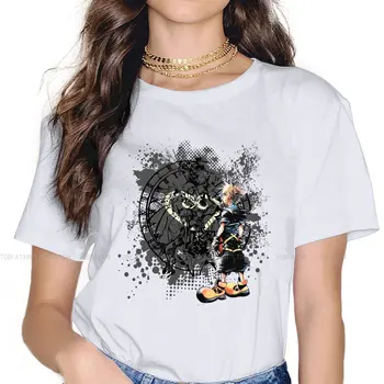 Sora Heart World Классическая Женская футболка Kingdom Hearts Riku Game, женские футболки, Кавайные Топы С круглым вырезом, Графическая футболка Оверсайз