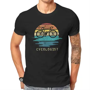 cyclologist_vintage_bycicle_parody_design_cyclists_gift Мужская футболка Потрясающая Футболка С коротким рукавом и Круглым вырезом, Футболки из 100% хлопка