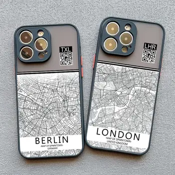 Ins Travel Эскиз Страны Карта Города Чехол Для Телефона iPhone 8 7 Plus SE2 15 14 11 12 13 Pro Max Mini X XR XS Противоударный Funda Shell