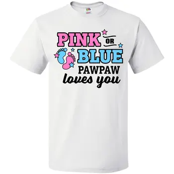 Яркая розовая или синяя футболка Pawpaw Loves You, раскрывающая дедушкину вечеринку Love Baby