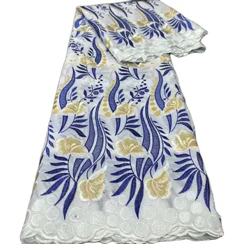 Новейшая Африканская швейцарская кружевная ткань 2023 г. Высококачественные хлопчатобумажные вуалевые кружева в Швейцарии для пошива вечерних платьев