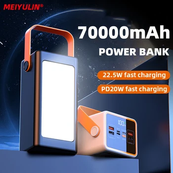70000 мАч Power Bank 22,5 Вт Быстрое зарядное устройство для iPhone Samsung Xiaomi Портативный USB C PD20W внешний вспомогательный аккумулятор Powerbank